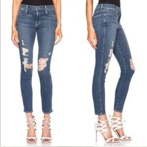 Frame Denim Le High Skinny Jeans Distressed Ripped Seely Wash Medium Sz 29